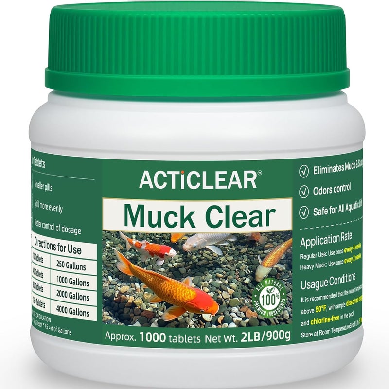 ACTICLEAR Muck Clear – Natural Pond Sludge Treatment, 2 LB for Ponds, Fountains & Bird Baths, Beneficial Bacteria & Enzymes, Chemical-Free & Safe for Fish, Pets & Wildlife - Image 1